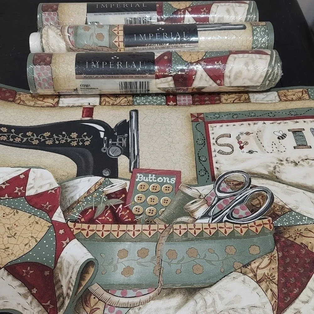 4 Rolls Imperial Leslie Beck Sewing Quilting Wallpaper‎ Border  Prepasted 172901